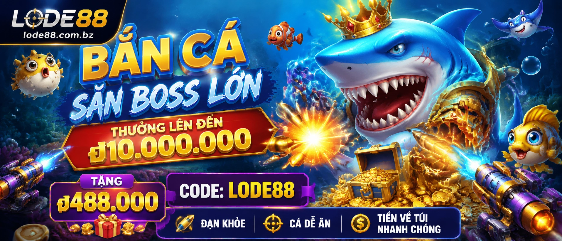 Lode88 Casino, Nổ Hũ, Bắn Cá & Live Casino 56 Fishing Games